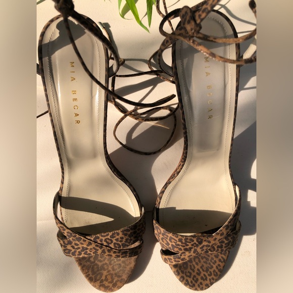 Mia Becar Animal Print Suede High Heel Lace Up Sandals size 39 US 9 - Picture 6 of 13